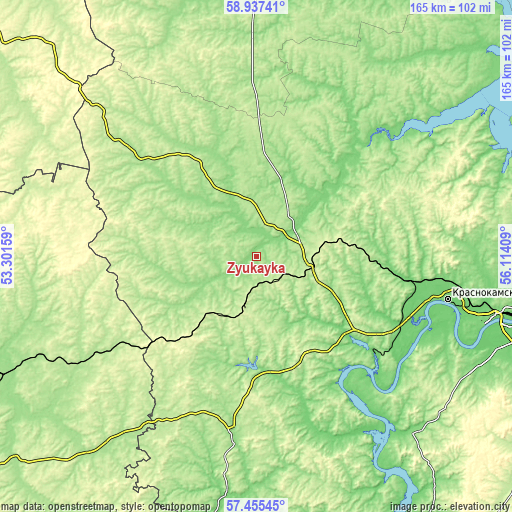 Topographic map of Zyukayka