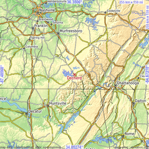 Topographic map of Decherd