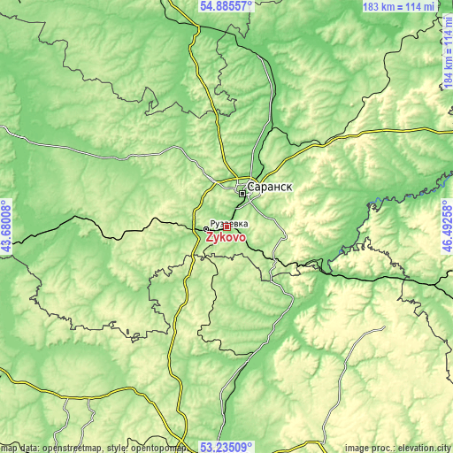 Topographic map of Zykovo