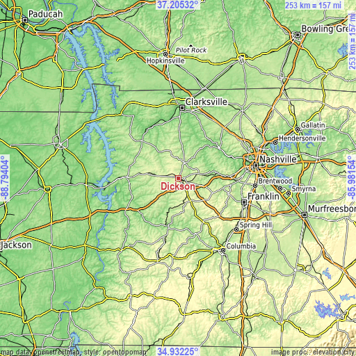 Topographic map of Dickson