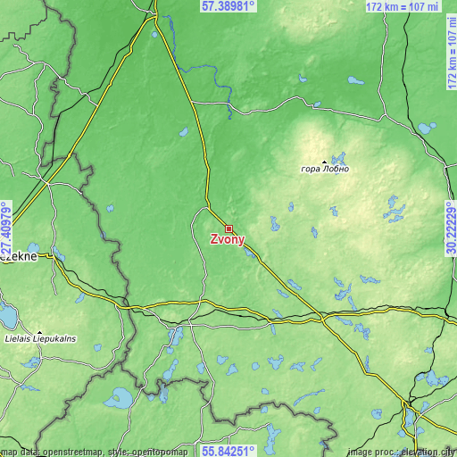 Topographic map of Zvony