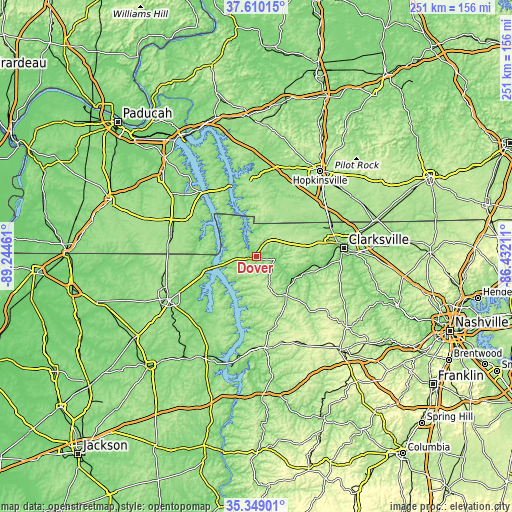 Topographic map of Dover