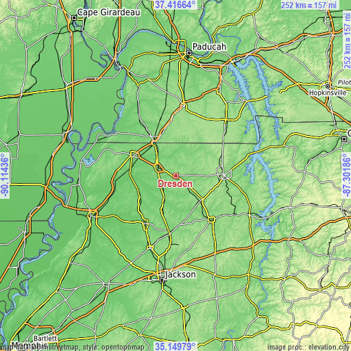 Topographic map of Dresden