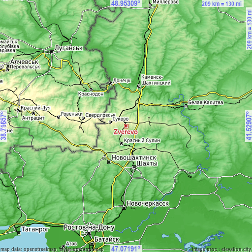 Topographic map of Zverevo