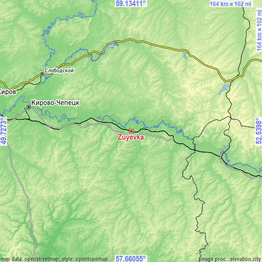 Topographic map of Zuyevka