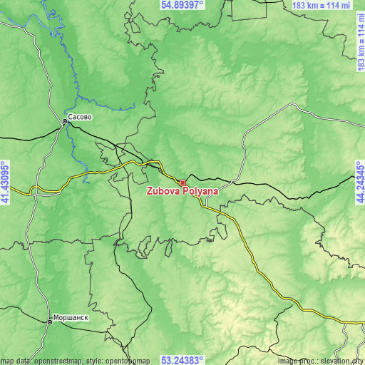 Topographic map of Zubova Polyana