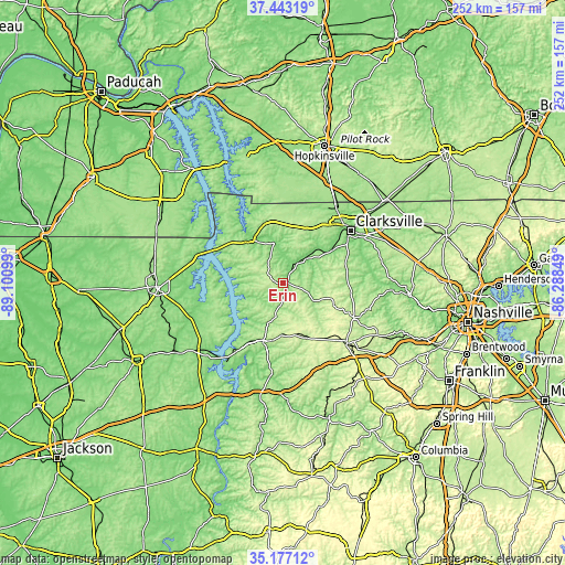 Topographic map of Erin