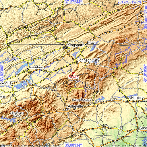 Topographic map of Erwin