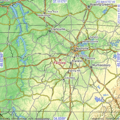 Topographic map of Fairview