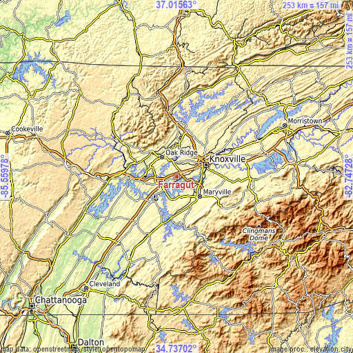 Topographic map of Farragut