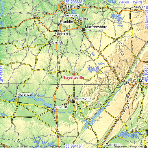 Topographic map of Fayetteville