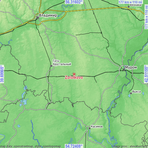 Topographic map of Zolotkovo