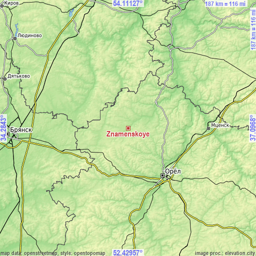 Topographic map of Znamenskoye