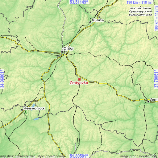 Topographic map of Zmiyëvka