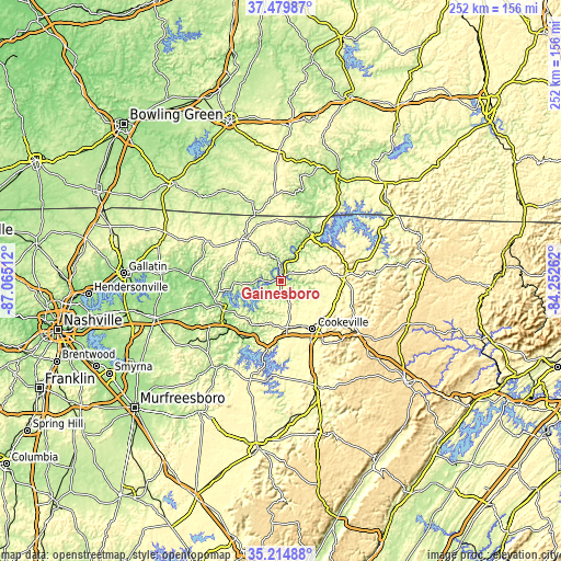 Topographic map of Gainesboro