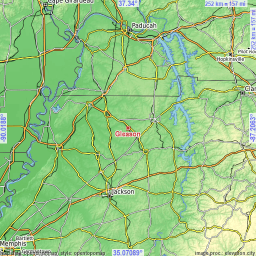 Topographic map of Gleason