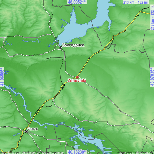 Topographic map of Zimovniki