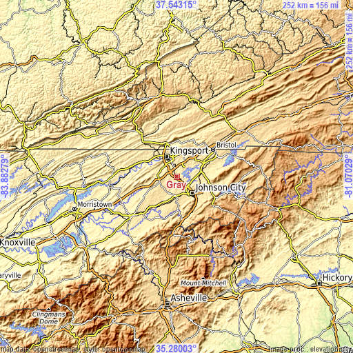 Topographic map of Gray