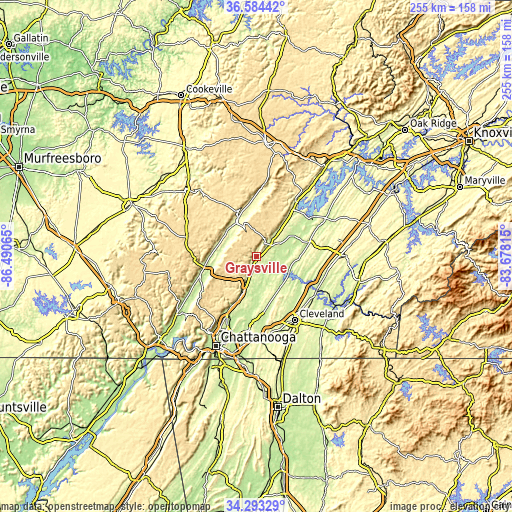 Topographic map of Graysville