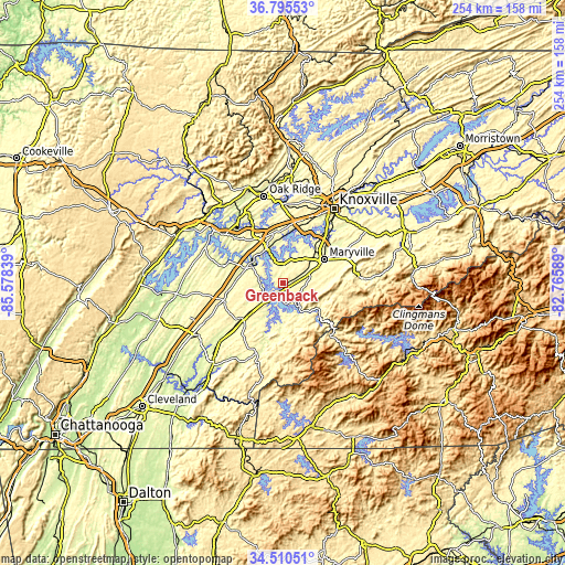 Topographic map of Greenback