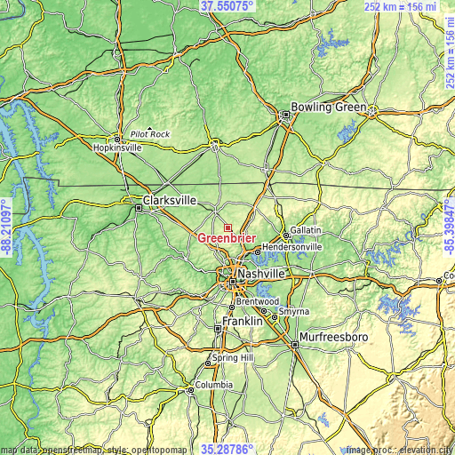 Topographic map of Greenbrier