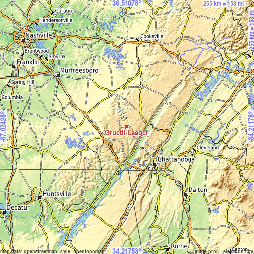 Topographic map of Gruetli-Laager