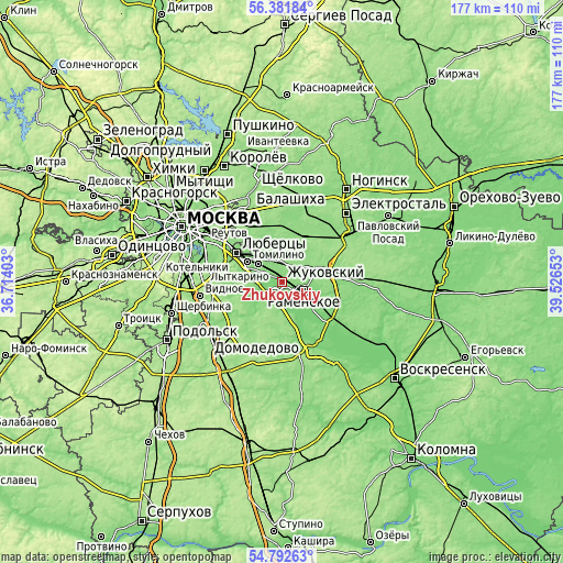 Topographic map of Zhukovskiy