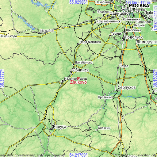 Topographic map of Zhukovo