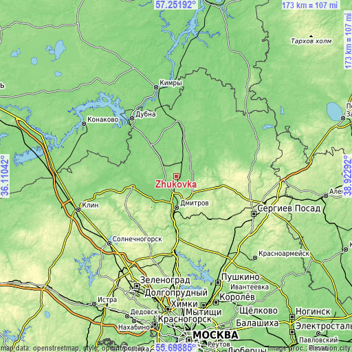 Topographic map of Zhukovka