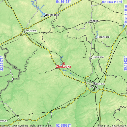 Topographic map of Zhukovka