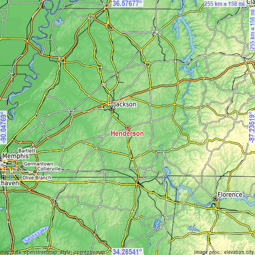 Topographic map of Henderson