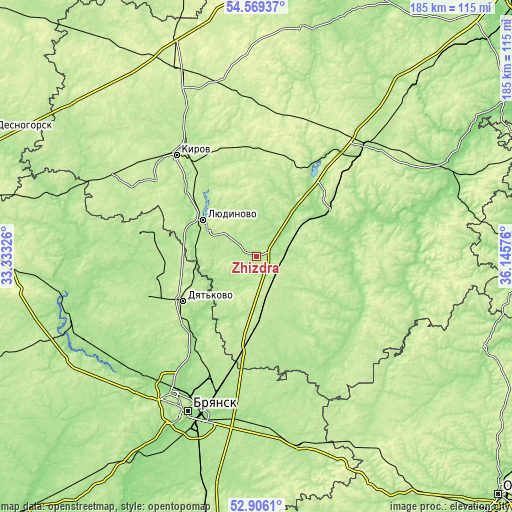 Topographic map of Zhizdra