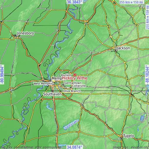Topographic map of Hickory Withe
