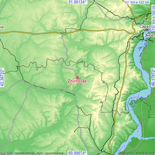 Topographic map of Zhirnovsk