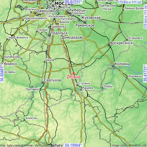 Topographic map of Zhilëvo