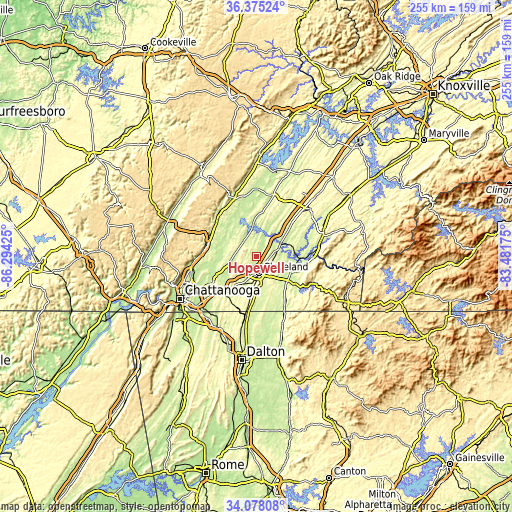 Topographic map of Hopewell