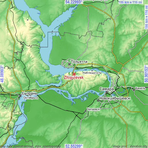 Topographic map of Zhigulevsk