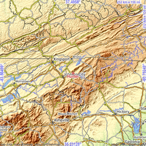 Topographic map of Hunter