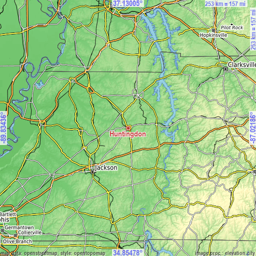 Topographic map of Huntingdon