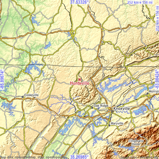 Topographic map of Huntsville