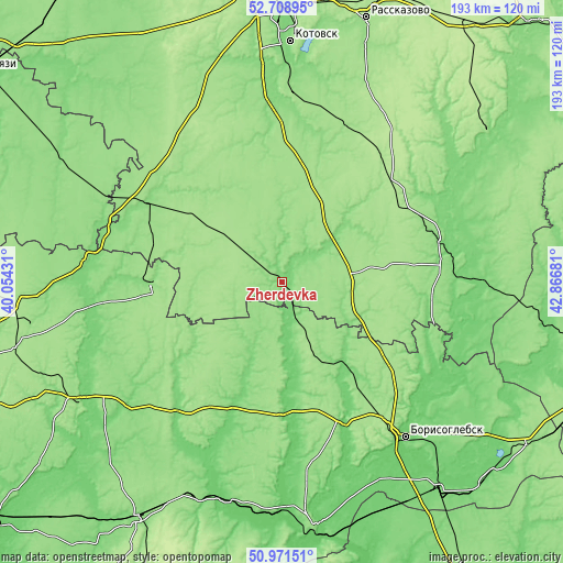 Topographic map of Zherdevka