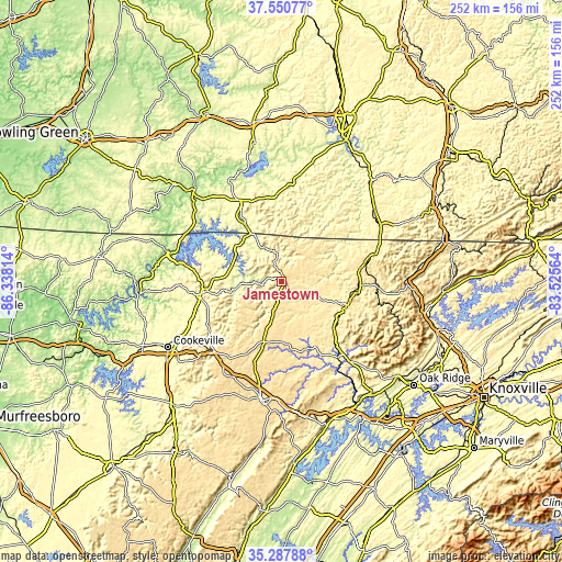 Topographic map of Jamestown