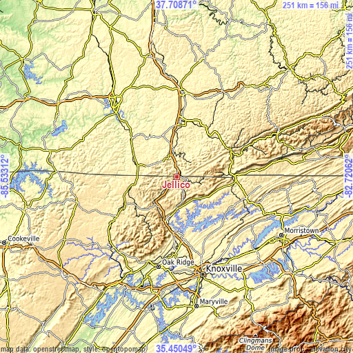 Topographic map of Jellico