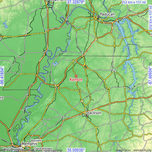 Topographic map of Kenton