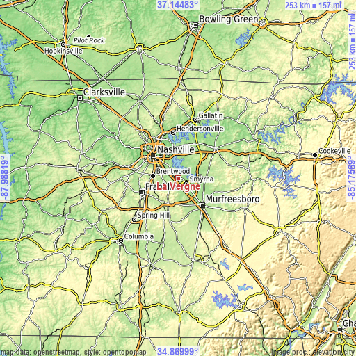 Topographic map of La Vergne