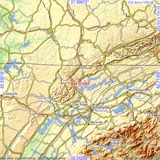 Topographic map of LaFollette