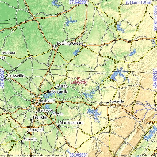 Topographic map of Lafayette