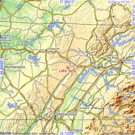 Topographic map of Lake Tansi