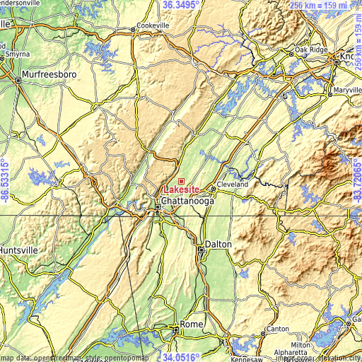 Topographic map of Lakesite