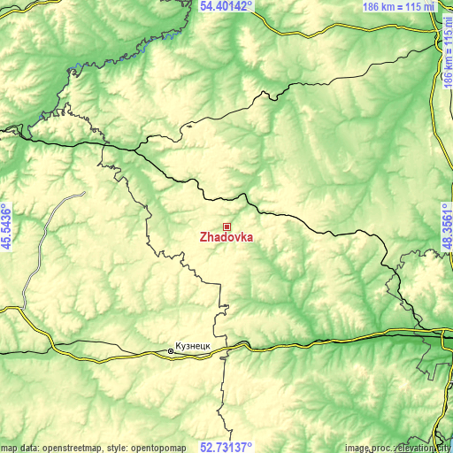 Topographic map of Zhadovka